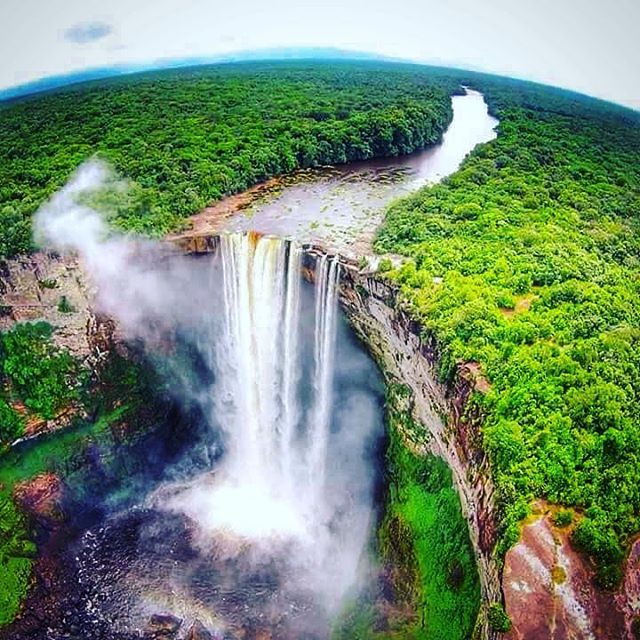 an aerial view of kaieteur falls guyana