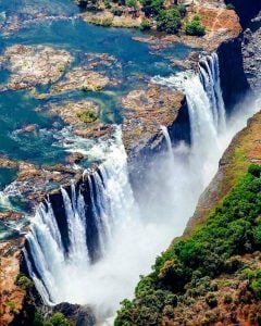 an aerial view of victoria falls