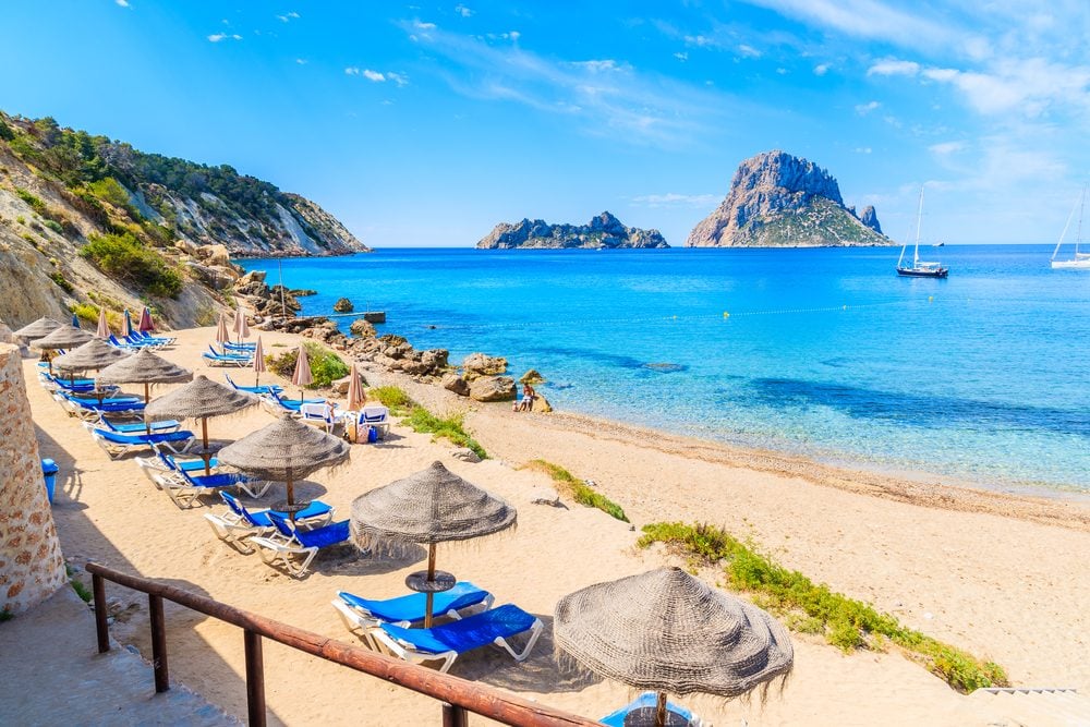 Ibiza beach on a sunny day in April