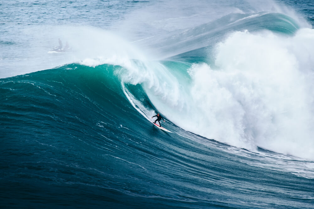 A man surfing a big wave