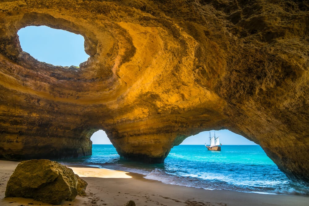 A typical cave of the beaches of Portugal situated in Praia de Benagil