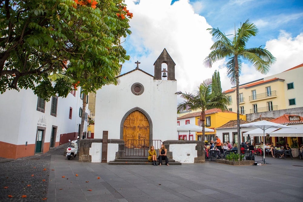 A front view of a church in Funchal, Madeira
