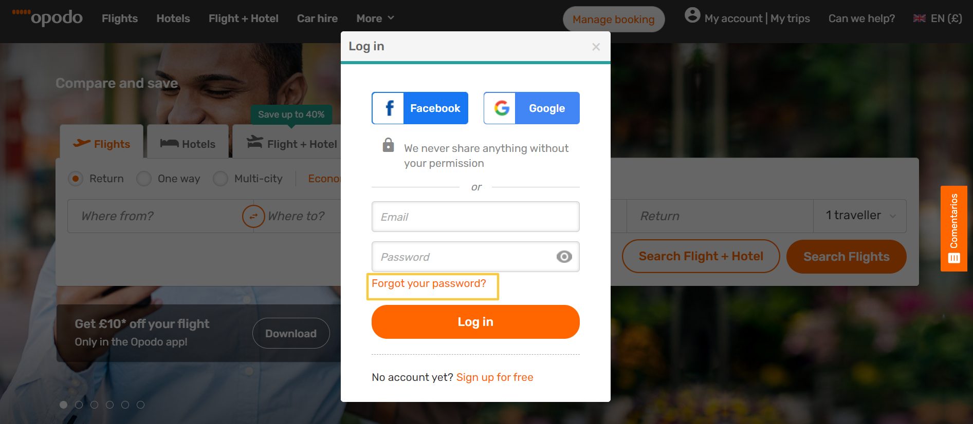 How to reset your password Opodo Prime