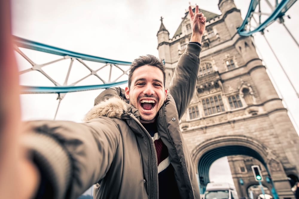 Smiling man on the London Bridge