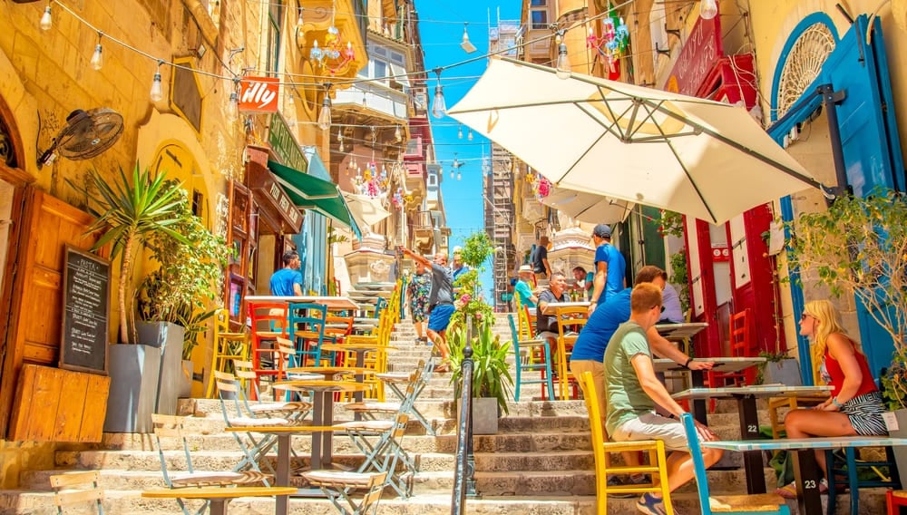A sunny street in Valletta, Malta