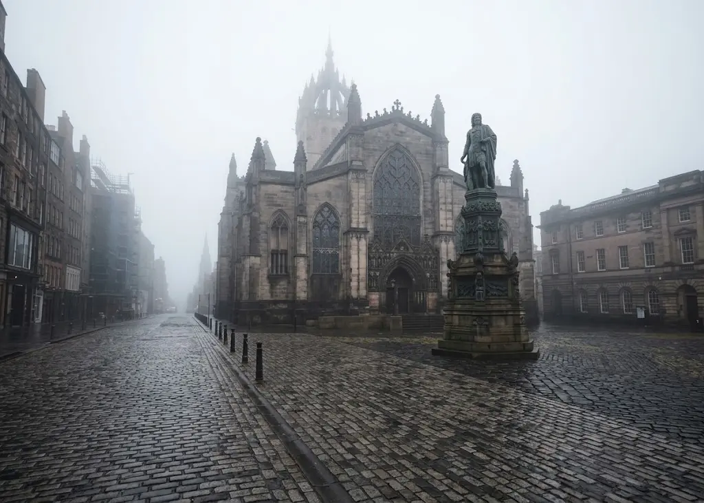 Edinburgh's St Giles' Cathedral in hazy daylight