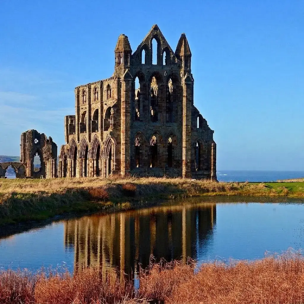 Historic Whitby Abbey on the clifftops of North Yorkshire