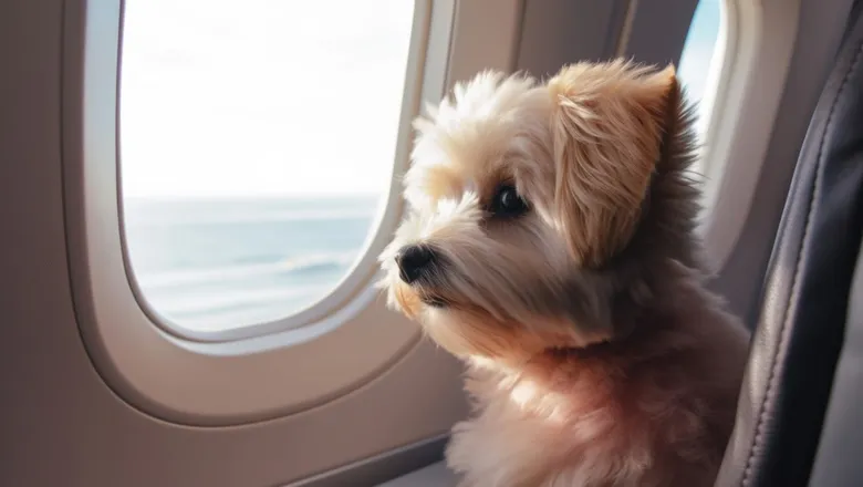 dog at the plane